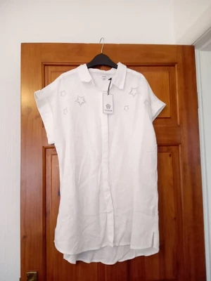 NEW WITH TAG. SIZE 14 TOG 24 WHITE LINEN BLEND SHIRT,  TOP RRP £45  CHARITY SALE - Image 1 of 4