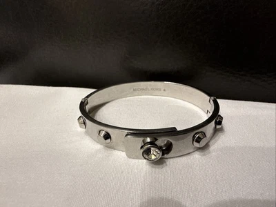 Michael Kors Silver Tone Stud Cuff Bangle Bracelet with Crystal Accent Women’s  - Image 1 of 4