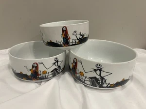 Lot of 3 Zrike Ceramic Nightmare before Christmas Jack Skellington & Sally Bowls - Picture 1 of 3