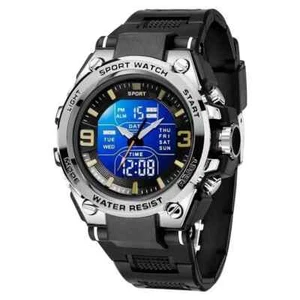 Men's Digital Sports Watch - Round Case, Multifunctional Outdoor Wristwatch for - Picture 1 of 7