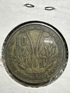 1956 French West Africa 10 CFA Francs Coin KM# 7 Gazelle France - Picture 1 of 4