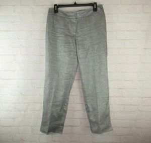 Pantalones de vestir recortados Talbots para mujer talla 6 plateados brillantes de lino - Imagen 1 de 7