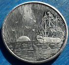 Finest Purity Silver .999 Fine Silver 1 Oz Art Round - Eagle &amp; 3 Masted Ship