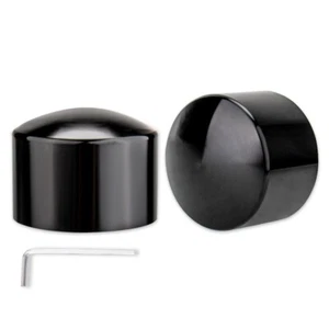 Black Front Axle Nut Covers for Harley Davidson FLT Dyna Softail 2002-2024 29mm - Picture 1 of 7