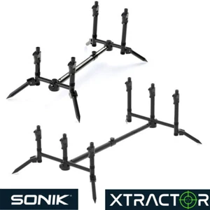 SONIK Xtractor Rod Pod 2 or 3 Rod Carp Fishing Black with Padded Storage Case - Picture 1 of 13