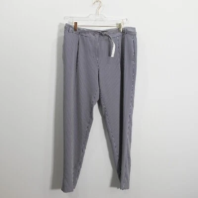 Pantalones Max Mara Mujer 12 Tobillo Cortos Rayas Elastizados Cinturón Azul Fin de Semana Foto 1 de 4