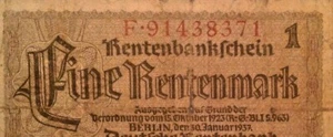 Germany 1 Rentenmark banknote 1937 - Picture 1 of 3