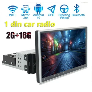 Single 1Din Android 11 Car Stereo Radio GPS Navi MP5 Player Quad Core WIFI BT - Picture 1 of 11