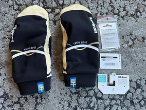 Lillsport Nordic Ski Ratio Gold Leather Mitts size 10 / Large Black - Picture 1 of 8