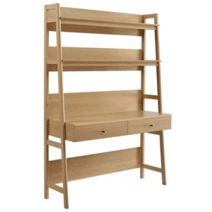 MODWAY Desk 49 in.W x 71 inH Wood Material With 2-Drawer Rectangular in Oak - Picture 1 of 6