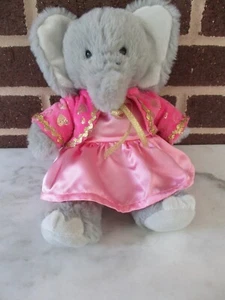 Build A Bear Mini grauer Elefant 11 Zoll groß 2019 Plüsch - handgefertigtes 2-teiliges rosa Kleid - Bild 1 von 6