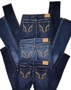 Hollister Women's Jeans Low-rise 3 Pair Skinny Boot Size 24 Stretch Denim - Picture 1 of 12
