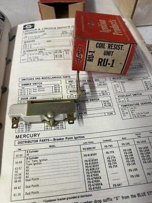 1956 1957 FORD NOS LINCOLN & ZEPHYR RESISTOR RU-1 STANDARD U.S.A. - Image 1 of 4