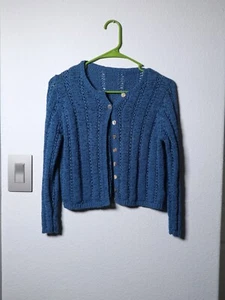 S Navy Blue Laced Sweater w Buttons - Picture 1 of 7