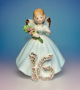 Vintage Josef Originals 16. Geburtstag Engel blau türkis Kleid 6" braune Haare - Bild 1 von 9