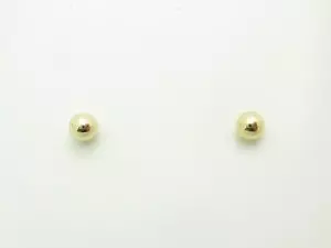 Orecchino bambini oro giallo massiccio 14 kt 2 mm tondo sfere perline perno regalo - Foto 1 di 1