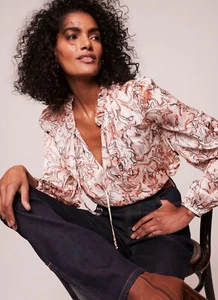 MINT VELVET Size M (12-14) Marble Swirl Print Blouse Blouse BNWOT - Picture 1 of 5