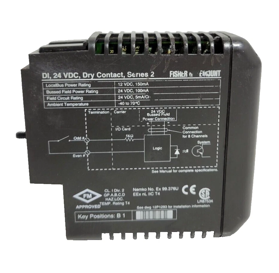 EMERSON DELTA V KJ3201X1-BA1 12P2535X022 DI 24 VDC DRY CONTACT SERIES 2 - Image 1 of 4