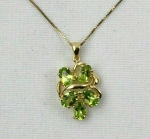 PRETTY 14k YELLOW GOLD CHAIN 27" WITH PERIDOT PENDANT - Picture 1 of 8