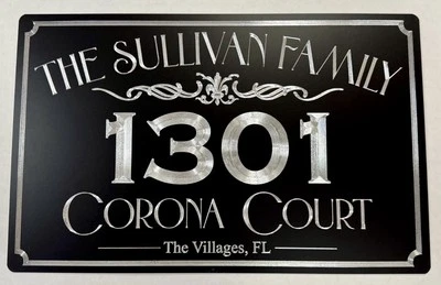 DIAMOND ETCHED PRODUCTS Engraved Personalized Custom House Home Number Street Address Metal Sign 15x9.5