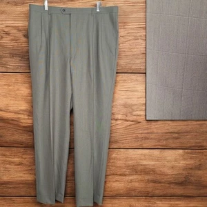 Jones New York Dress Pants Mens 38X34 Tan Windowpane Wool Pleated - Picture 1 of 8