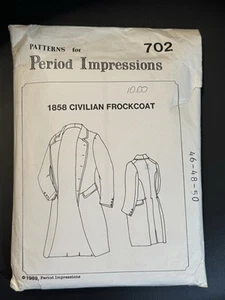 Period Impressions Pattern 702 Mens 1858 Civilian Frockcoat Sz 46-50 UNCUT - Picture 1 of 5