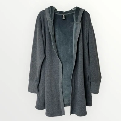 Active Life Heather Charcoal Gray Hooded Open Front Jacket Cardigan Plus Sz XXL - Image 1 of 4