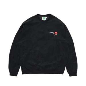 Stingwater Corduroy Melting logo Crewneck Sweatshirt Black Streetwear Sz L - Picture 1 of 10