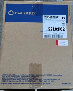 HALYARD PURPLE NITRILE STERILE POWDER FREE EXAM GLOVES SMALL 400 SINGLES NEW - Picture 1 of 2