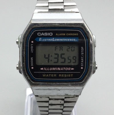 Casio A168 3239 Iluminador Reloj Digital Hombre 36mm Tono Plata Batería Nueva Foto 1 de 4