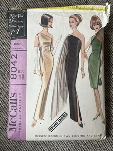 1965 McCall's 8042 Sewing Pattern Bare Shoulder Sheath Dress - SZ 10 - Complete - Picture 1 of 8