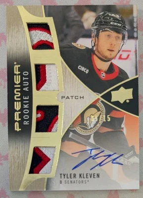 Tyler Kleven Rookie Auto Quad Patch PRA-KL 9/15 Upper Deck Premier 2023-24  - Image 1 of 2