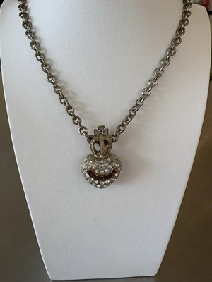 Collar JUICY COUTURE Pavé Plata Corazón Hinchado Con Corona Palanca (envuelto en regalo) Foto 1 de 4