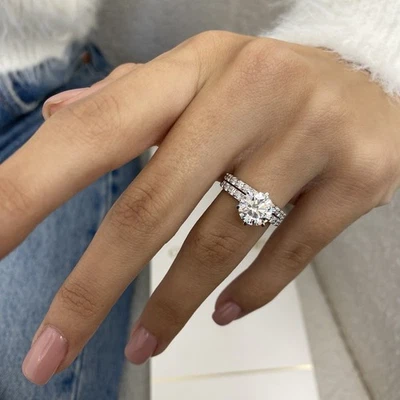 Diamond Band Bridal Ring Set F VS1 IGI Certified 2.6Ct Labcreated 18K White Gold - Image 1 of 4