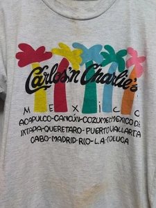 Carlos Charlies Mens Tan T Shirt Size. L Stretchy Grunge. Stains Mex - Picture 1 of 7