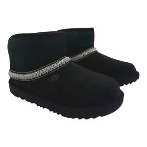 UGG KIDS CLASSIC MINI CRESCENT BLACK SUEDE WATERPROOF KIDS SIZE US 4 - Picture 1 of 7