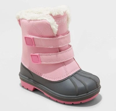 🥥 Botas de invierno Cat & Jack para niños pequeños rosa claro imitación gancho de piel de oveja talla 10🆕 Foto 1 de 4