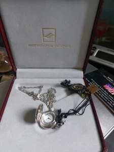 Swiss BELAIR Pendant Pocket Watch Necklace Swiss Made Silver Tone Quartz - Picture 1 of 11