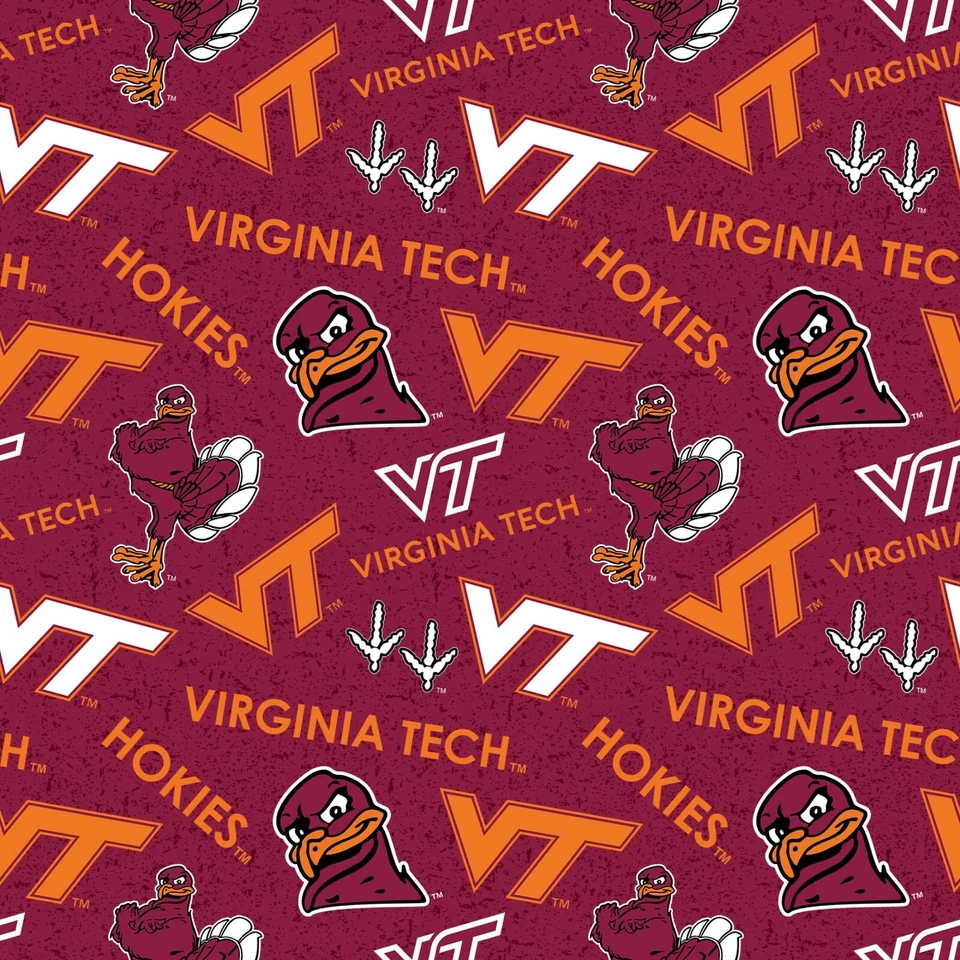 Virginia Tech Hokies VT Cotton Fabric Tone on Tone Print-By the Yard - Image 1 of 1