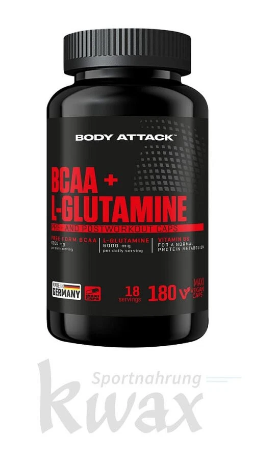 (EUR 88,16/kg) Body Attack BCAA + Glutamine 12000 180 Kapseln - Bild 1 von 1
