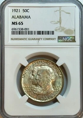 1921 Alabama Commemorative NGC MS65 - Strong Strike, Luster, Hints of Tone - Image 1 of 4