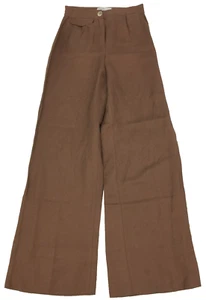 Bershka Women's Trousers Size 4 Brown Lightweight Zip Button Used F1 - Picture 1 of 11