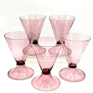 Dorflinger Venetian Wine Cocktail Glasses 4 3/4" Tall Amethyst Set of 5 Antique - Picture 1 of 19