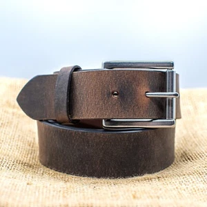 1.5" Men's Full Grain Genuine Buffalo Crazy Horse Leather Belt - Made in USA - Picture 1 of 9