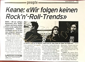 Keane alternative rock autograph signed 5"x7" magazine picture copy - Picture 1 of 1