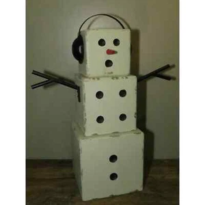 Muñeco de nieve apilable bloque madera puerta de campo - NUEVO - Imagen 1 de 3