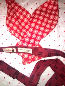 Vintage Fliege Hahn verstellbar dünn & rot Gazelle weiß Gänseblümchen Blume 2er Set - Bild 1 von 12