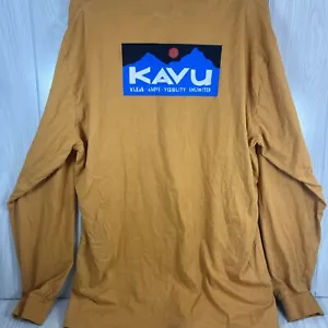 Kavu Mens Long Sleeve Logo T Shirt Orange/brown XL 100% Organic Cotton - Picture 1 of 9