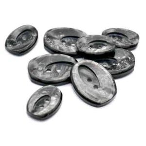 BLACK OVAL 2 HOLE BUTTONS WITH GREY/SILVER PEARLESCENT MARBLING 18mm 23mm - Picture 1 of 2