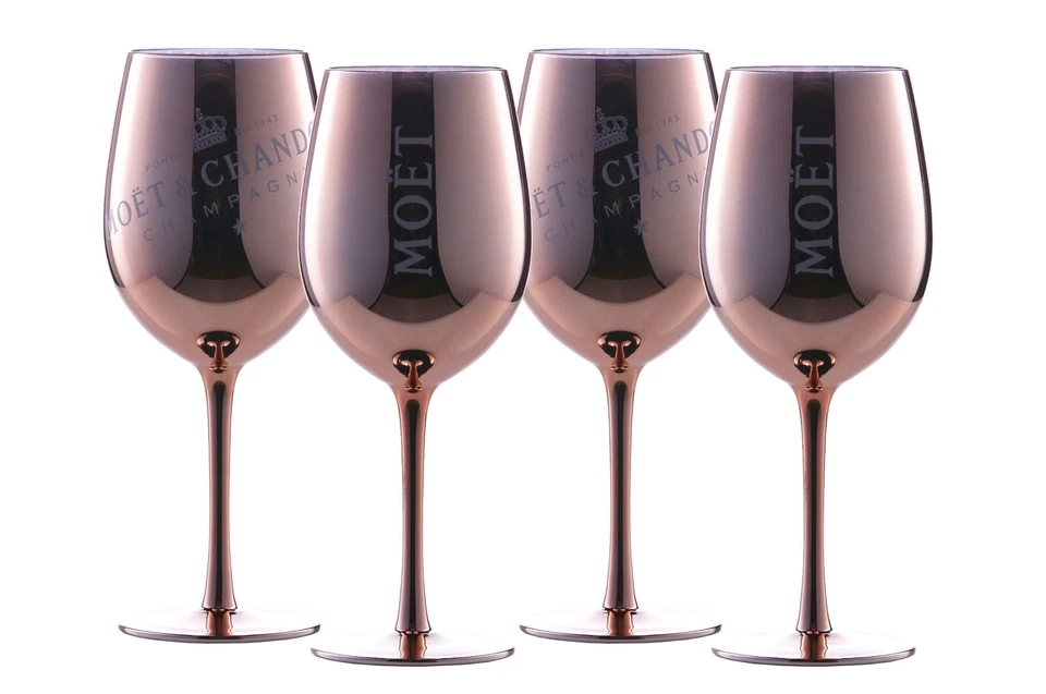 MOËT & CHANDON 4x Moet & Chandon Champagner Glas Champagnerglas Rosegold/ Kupfer